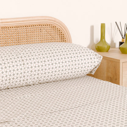 Jogo de lençóis Enrieta em algodão verde seco - cor taupe