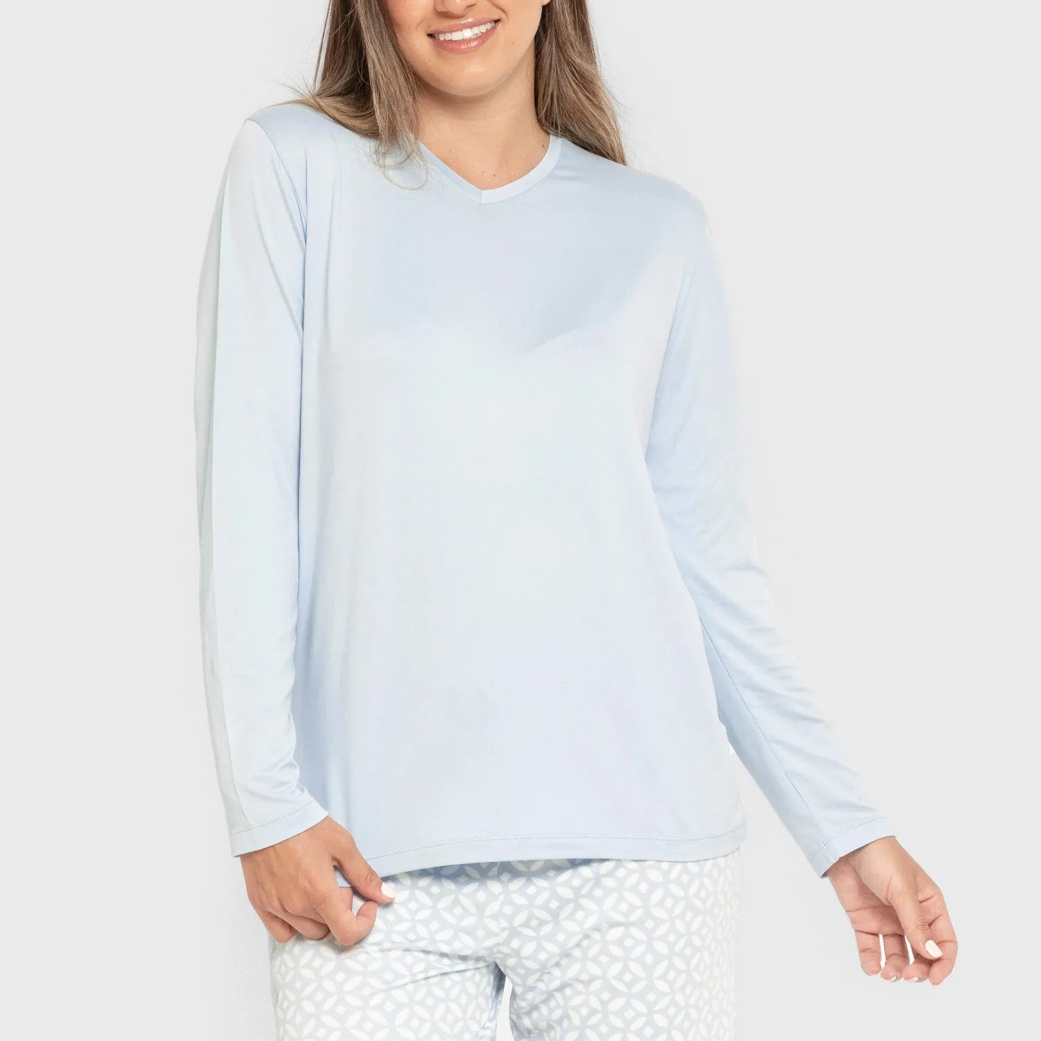 Pijama largo mujer soft Clau celeste