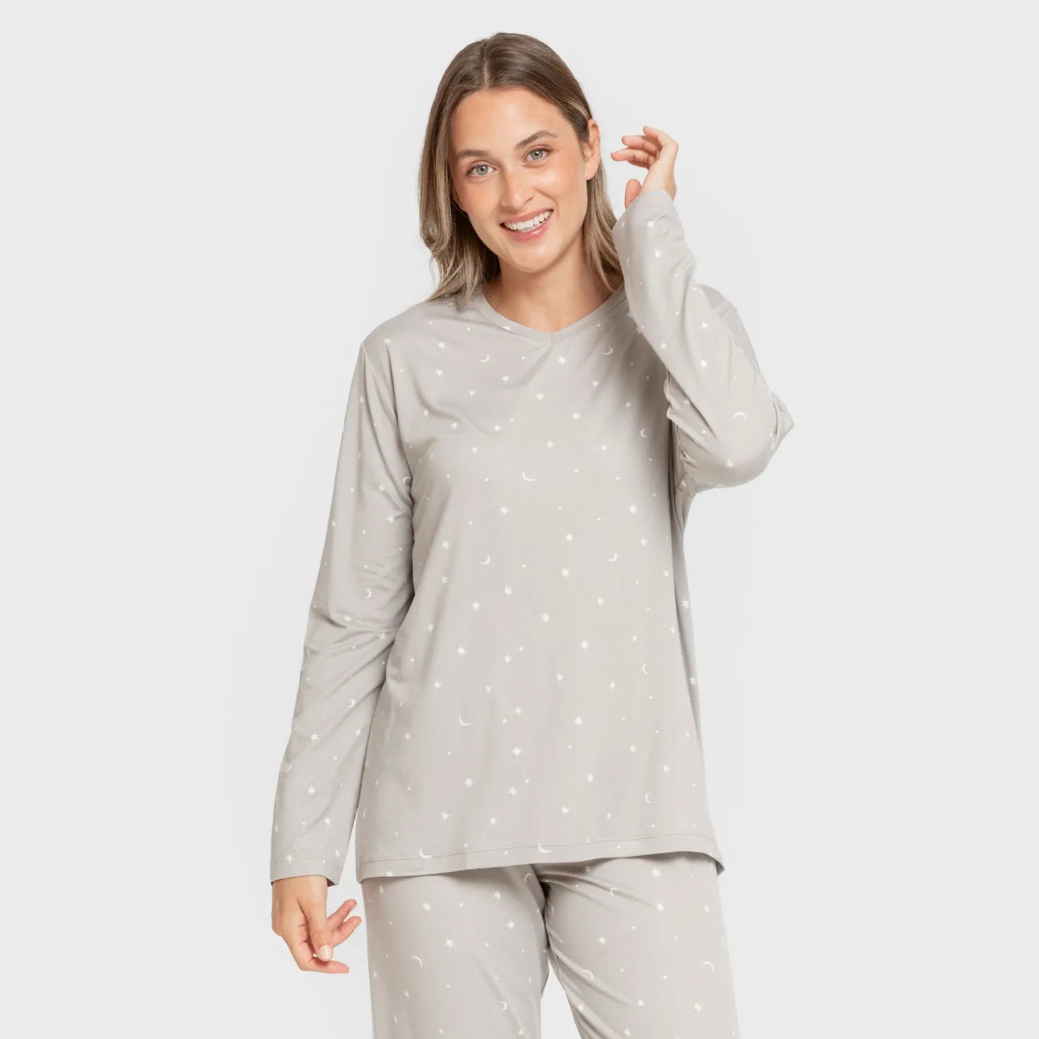 Pijama largo mujer soft Ambarina gris