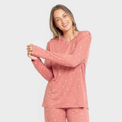 Pijama largo mujer soft Ambarina marsala