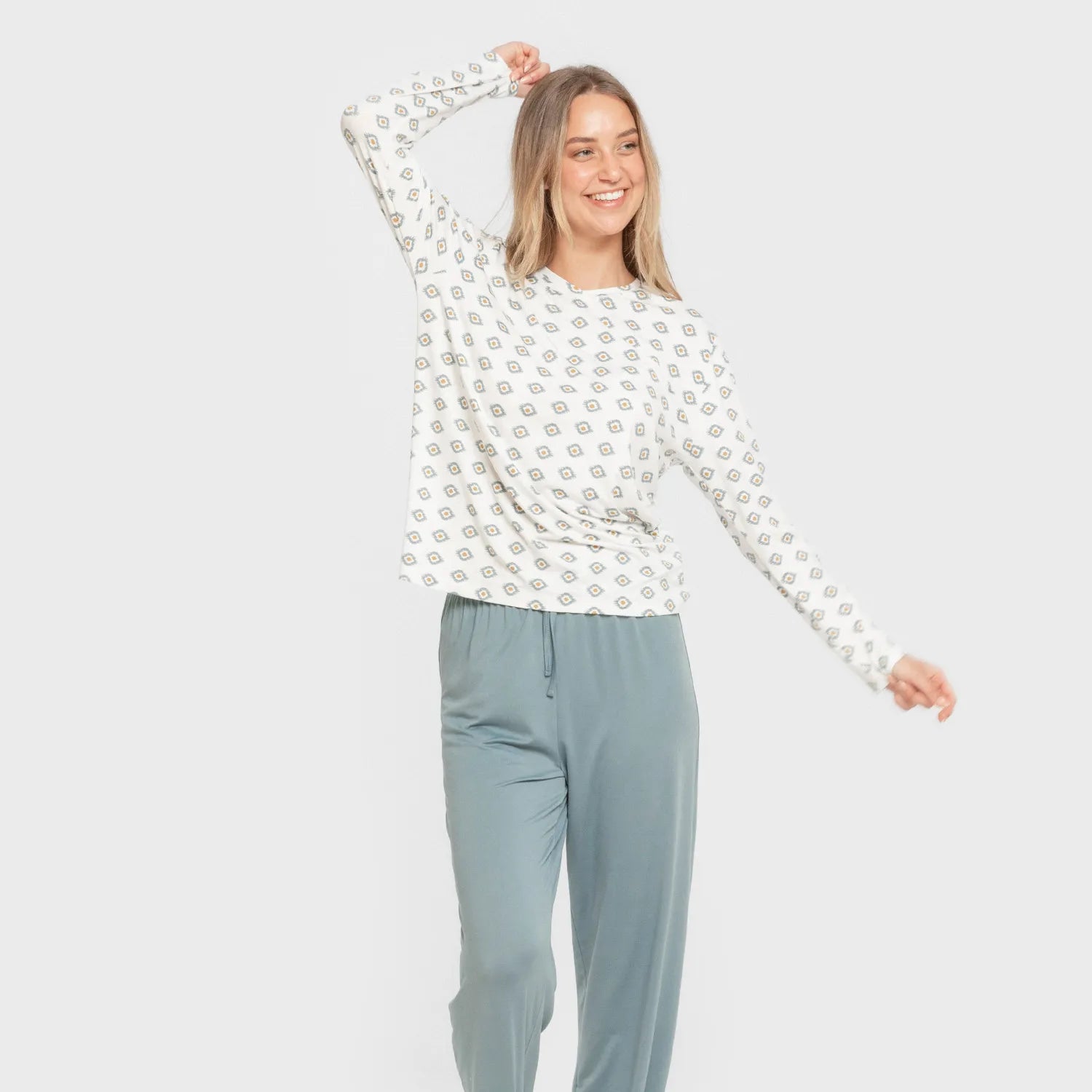 Pijama largo mujer soft Joy agua marina