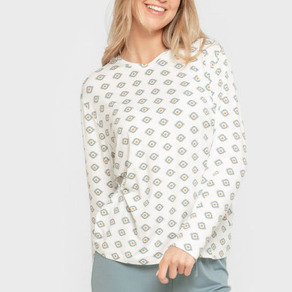 Pijama largo mujer soft Joy agua marina