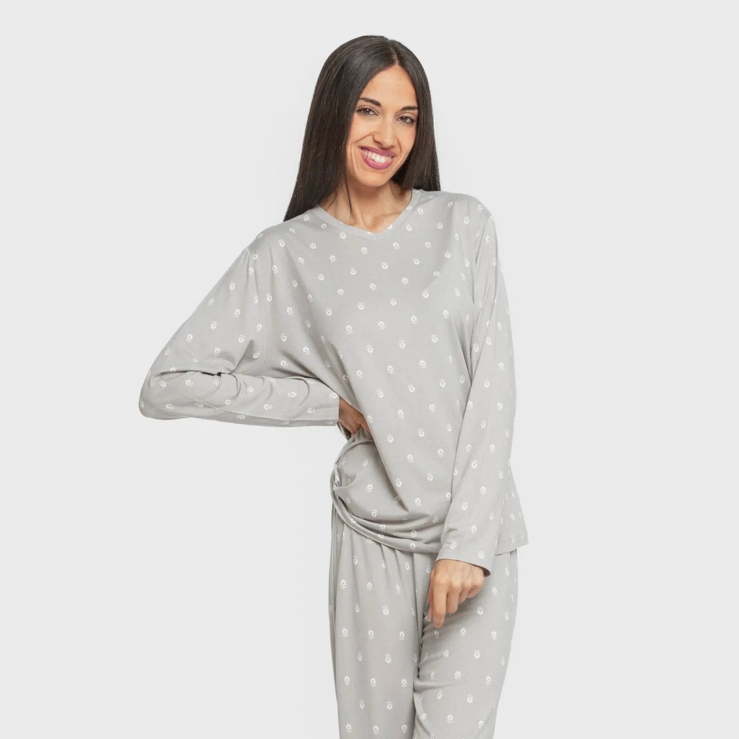 Pijama largo mujer soft Baby gris