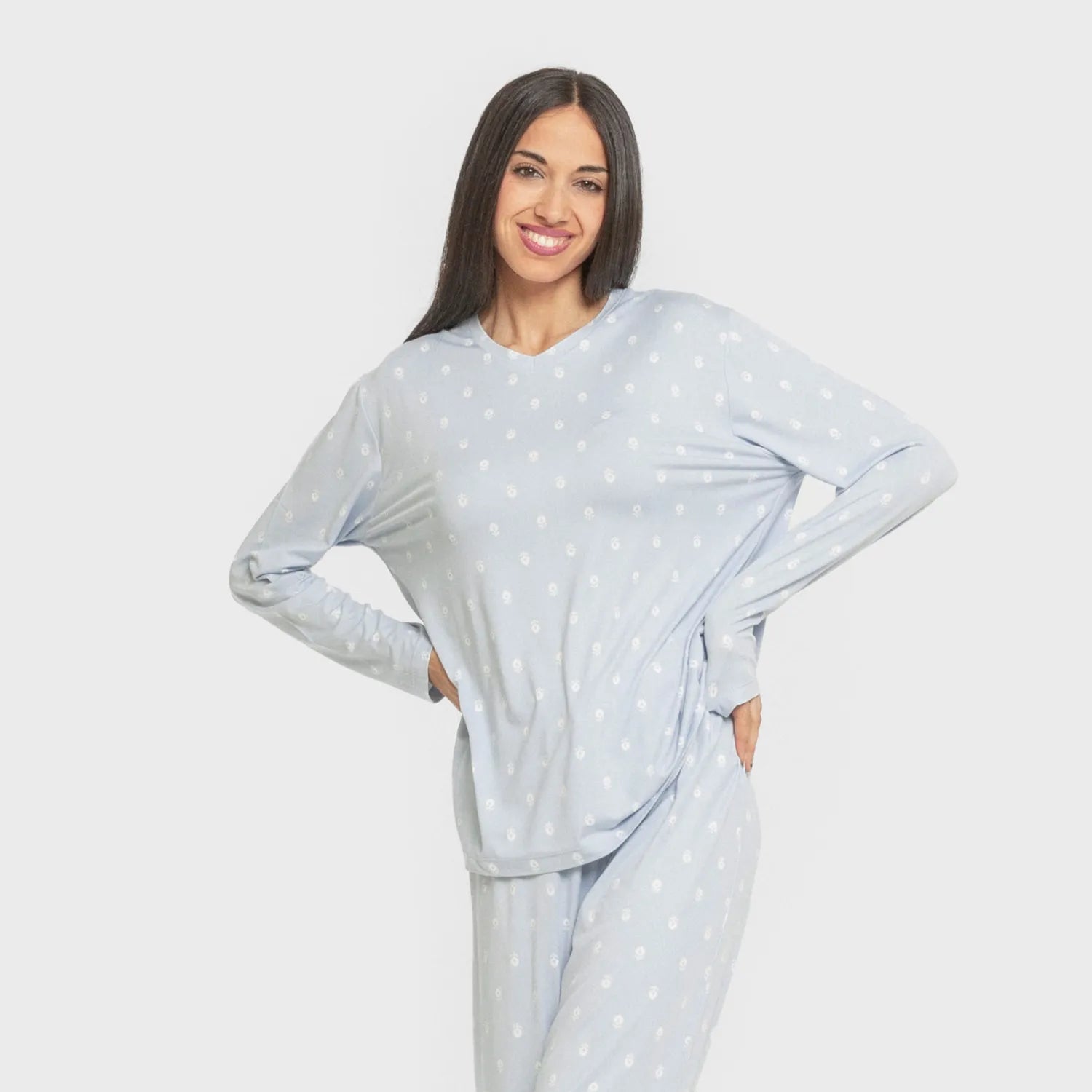 Pijama largo mujer soft Baby celeste