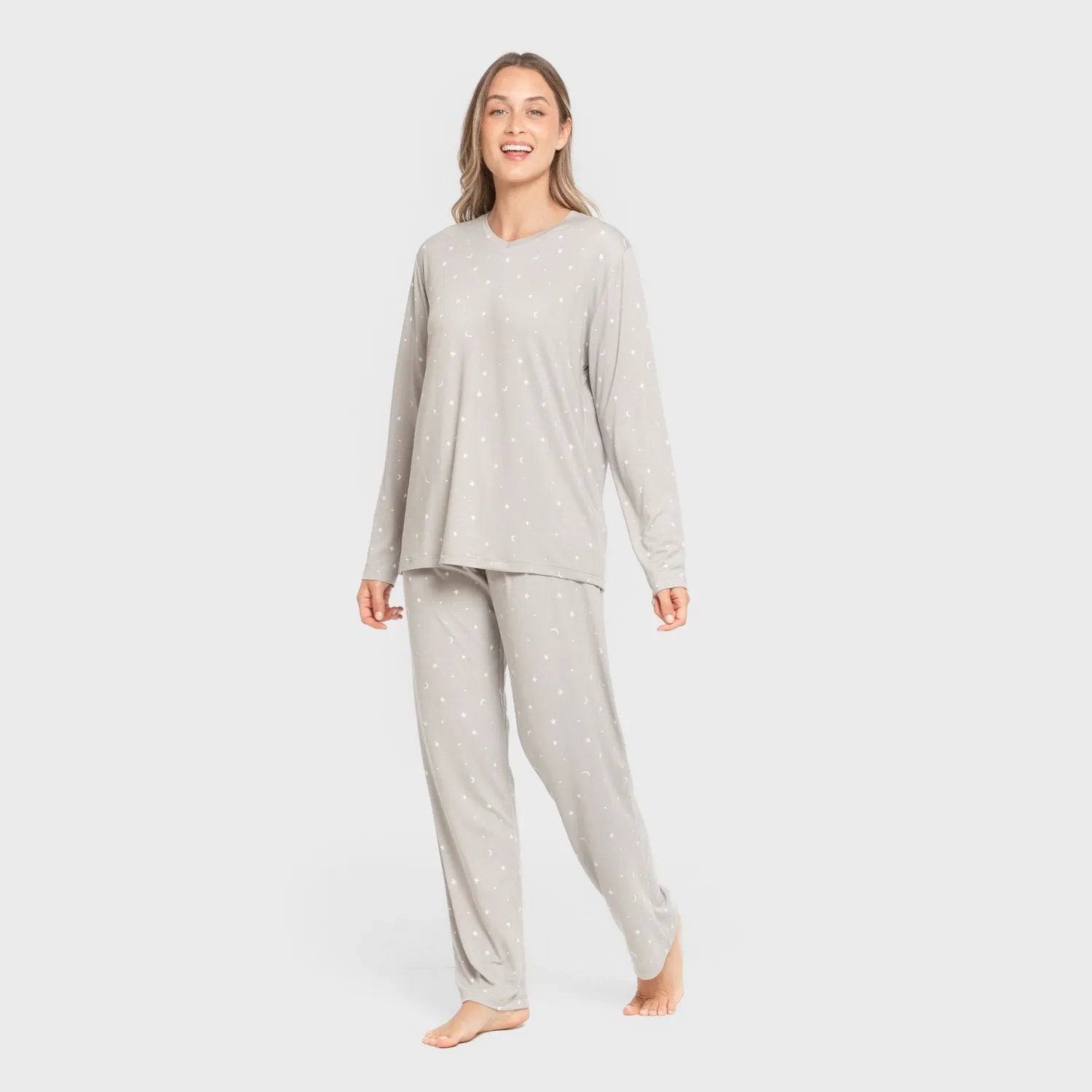 Pijama largo mujer soft Ambarina gris