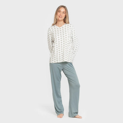 Pijama largo mujer soft Joy agua marina