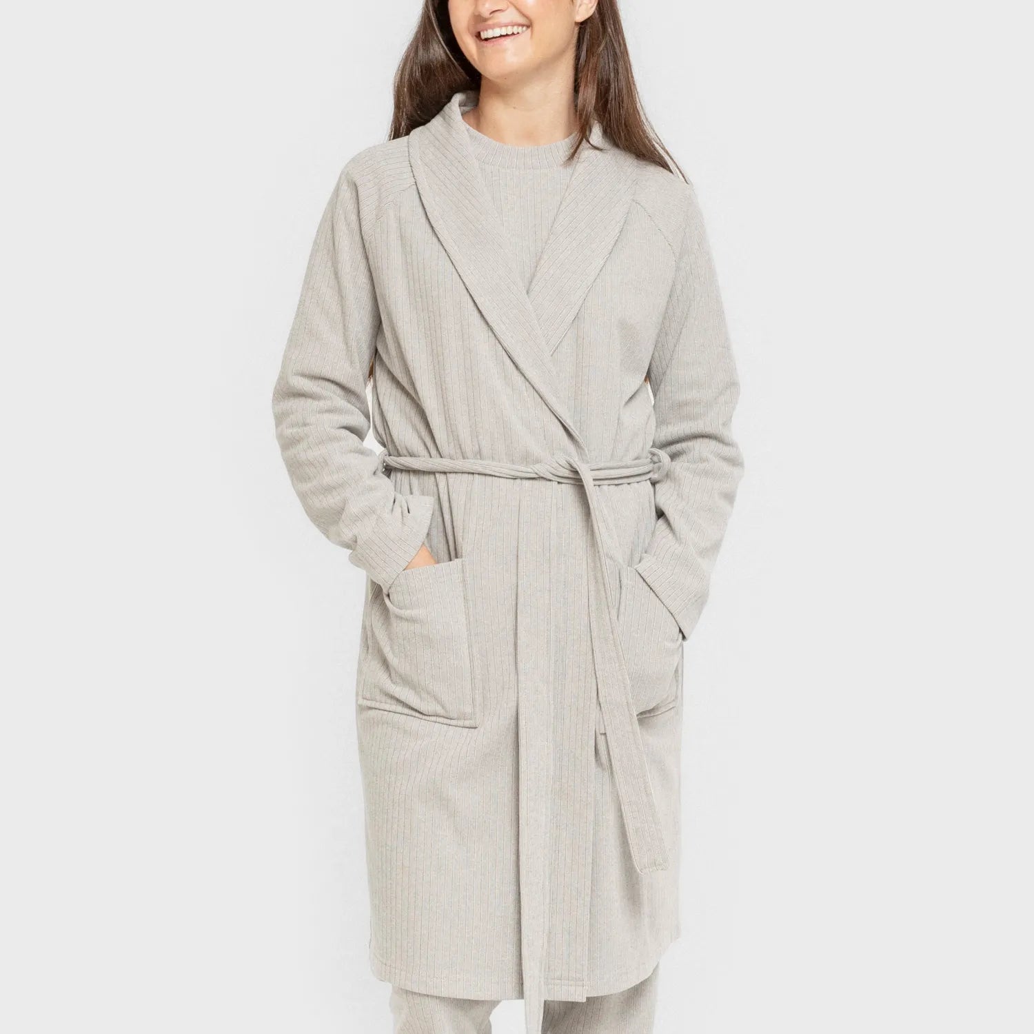 ROBE RIB WIDE LISTRADO SOLTO