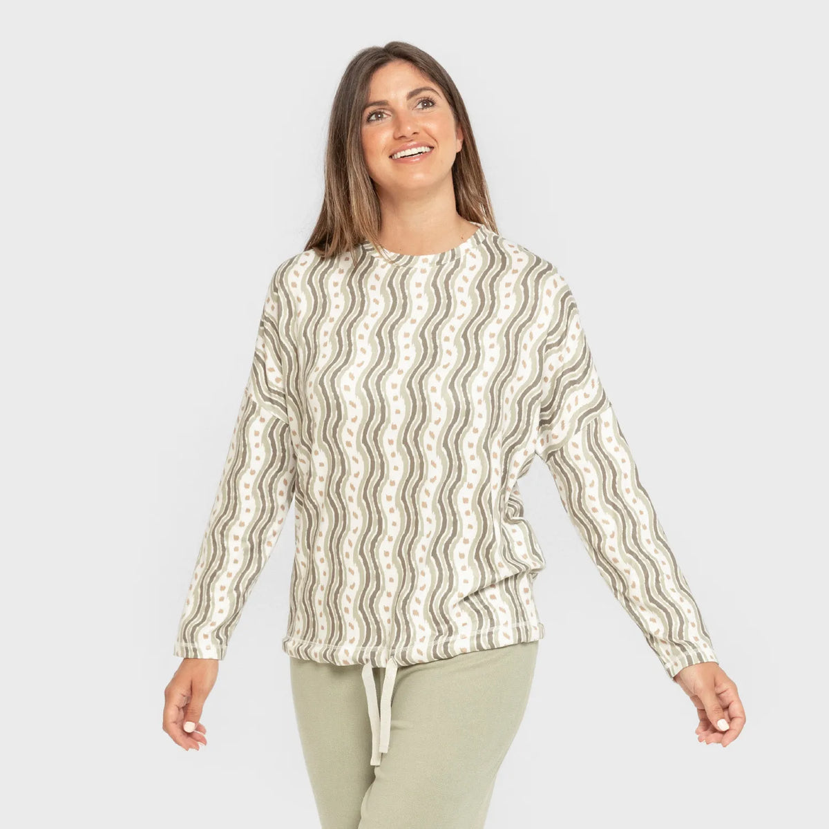Pyjama long Secret pour femme, vert bégonia