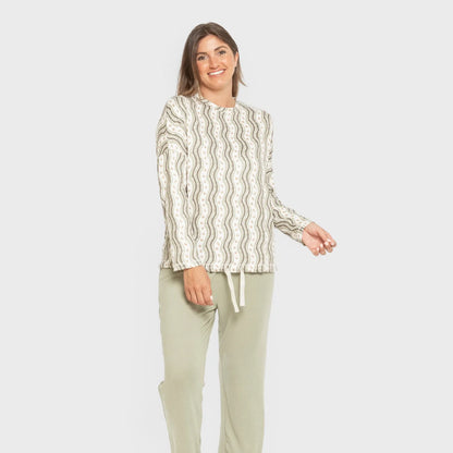 Pyjama long Secret pour femme, vert bégonia