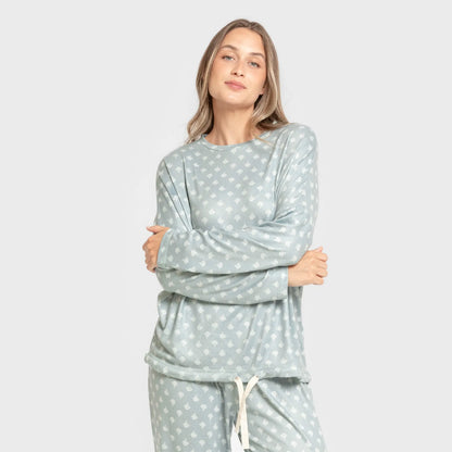 Pyjama long d'été pour femme Secret, vert sarcelle