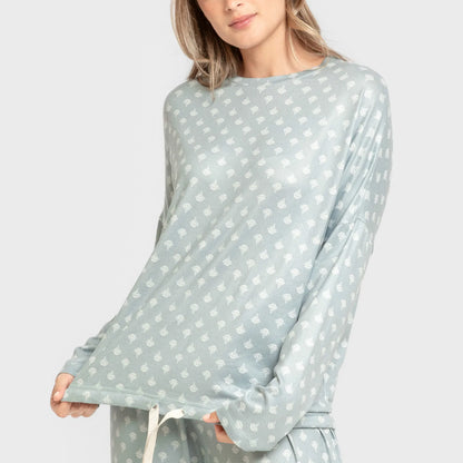 Pyjama long d'été pour femme Secret, vert sarcelle