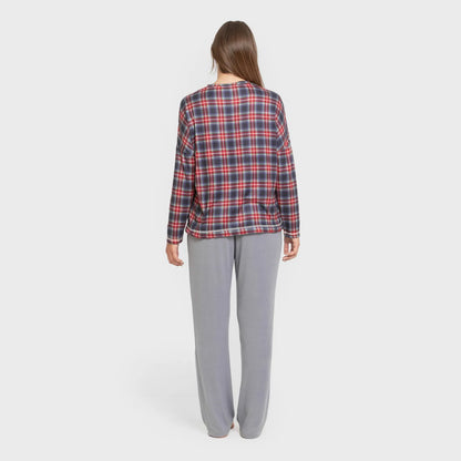 Pijama largo Secret mujer Cuadro Tuc indigo