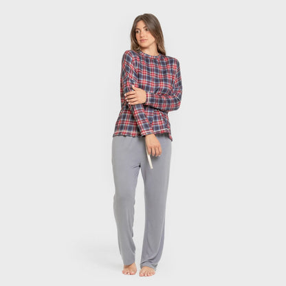 Pijama largo Secret mujer Cuadro Tuc indigo