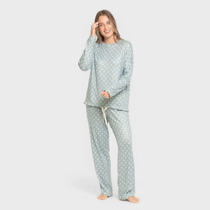 Pyjama long d'été pour femme Secret, vert sarcelle