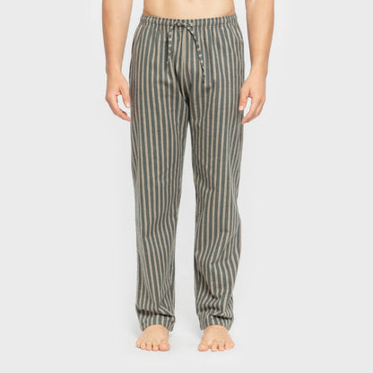 Pijama hombre franela Raya Marsellita verde - arena