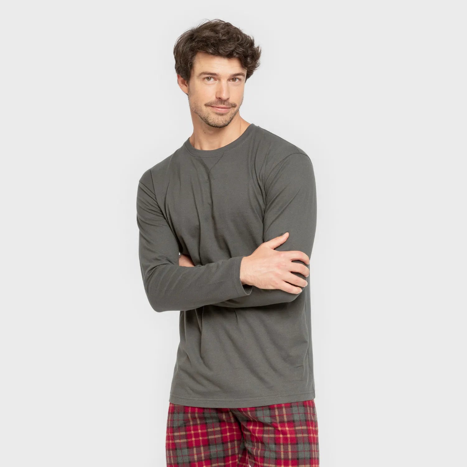 Pijama hombre franela Cuadro Guelo Verde cacería