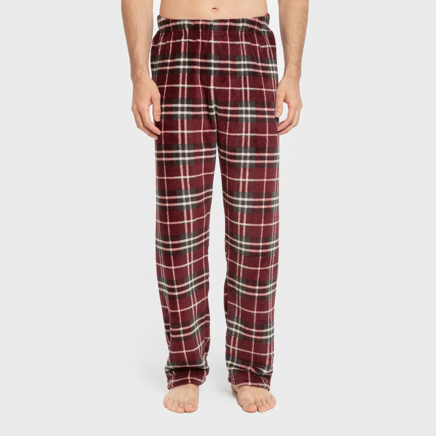 Pijama masculino de lã coral Sauron xadrez bordô