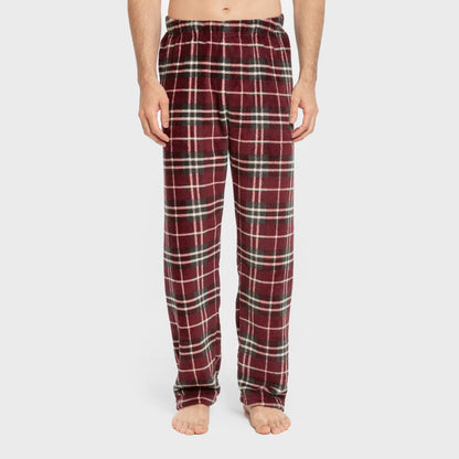 Pijama masculino de lã coral Sauron xadrez bordô