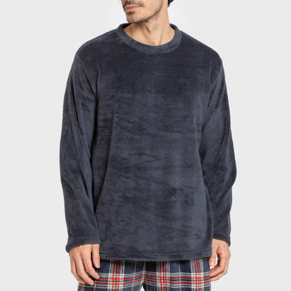 Pijama coral hombre Cuadro Curtis azul marino