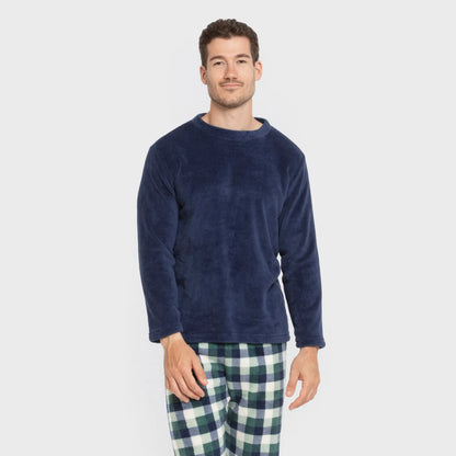 Pijama coral hombre Cuadro Ferni azul marino