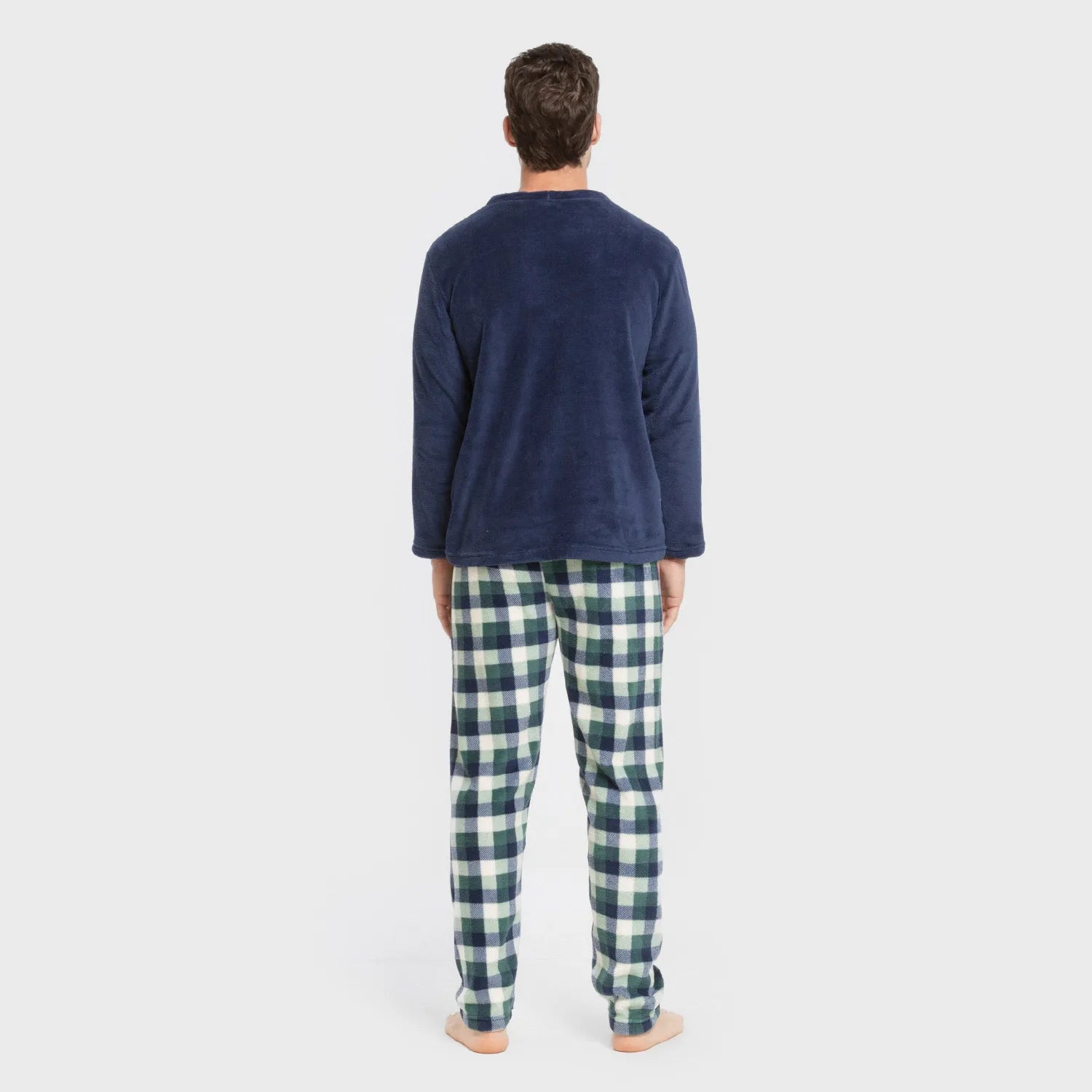 Pijama coral hombre Cuadro Ferni azul marino