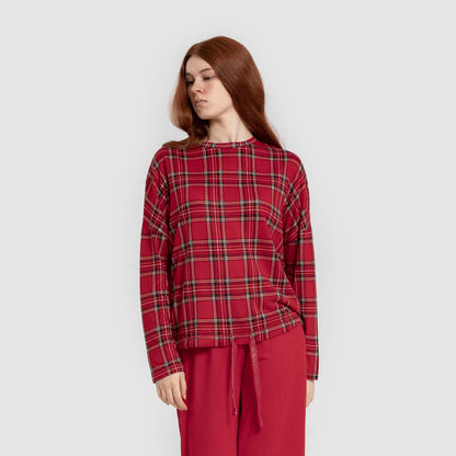 Pijama largo Secret mujer Cuadro Nicolas rojo