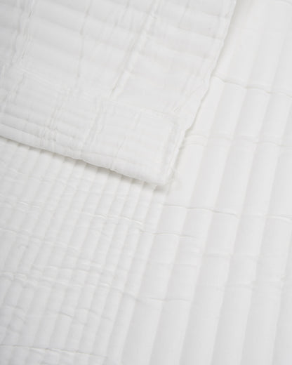 Colcha doble tela jacquard raya londres blanco