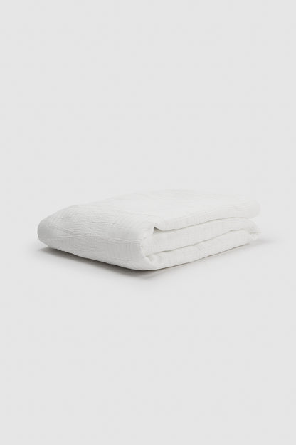 Colcha doble tela jacquard raya londres blanco