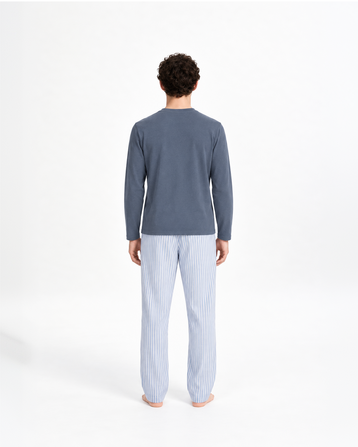 Pijama largo de algodón raya kodac azul marino