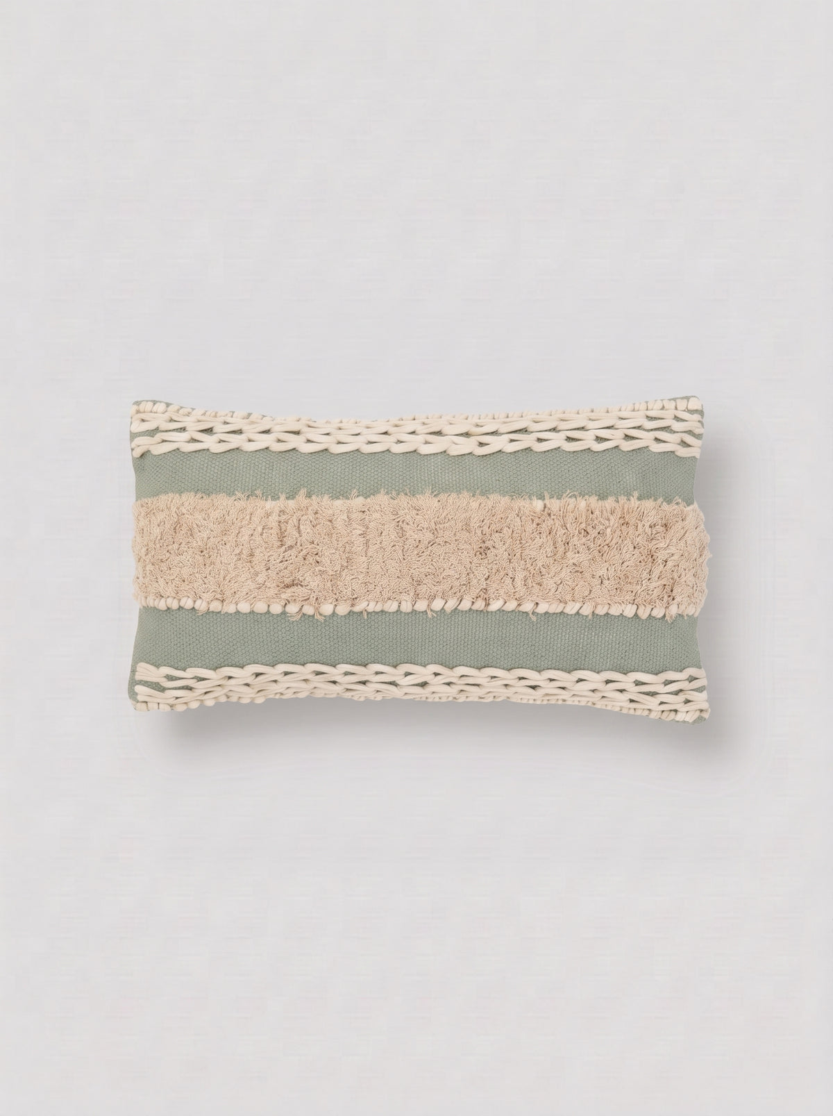 Cojín detalles flecos algodón domus verde tiffany