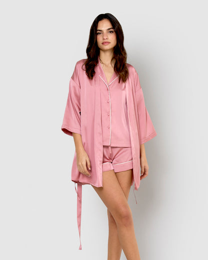 Robe curta de cetim para mulher Friday Solid Malva