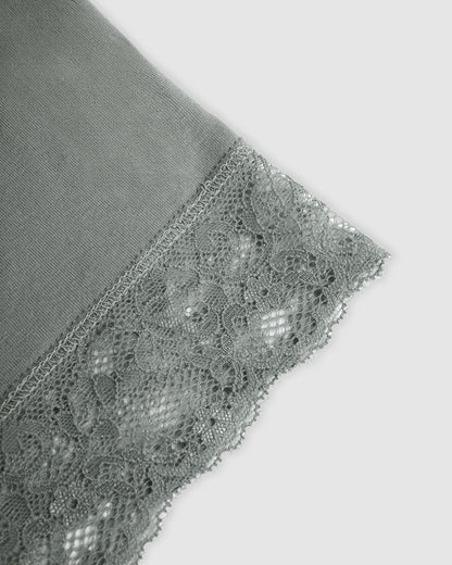 Pijama tirantes encaje rayón gris verdoso