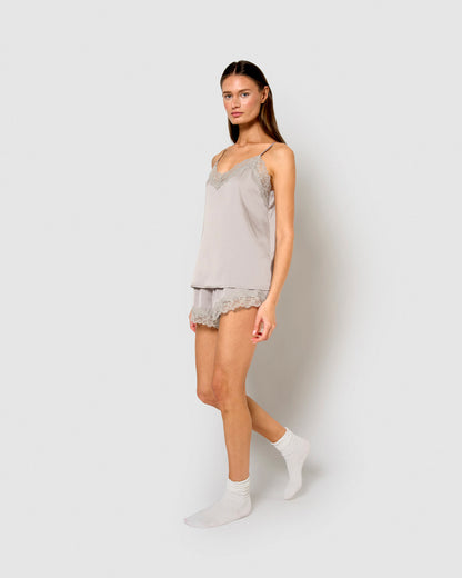 Pyjama à bretelles en satin pour femme, uni vendredi
