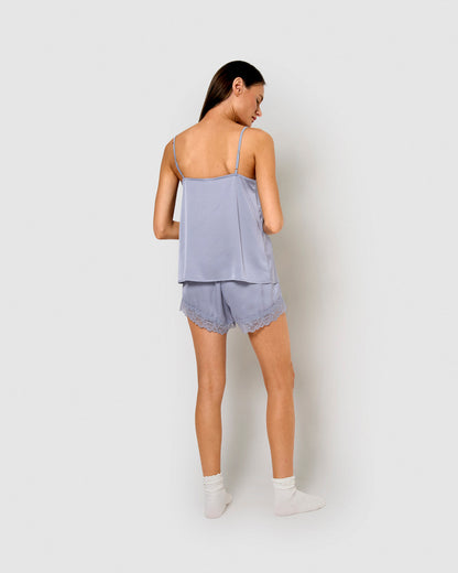 Pyjama à bretelles en satin pour femme, uni vendredi