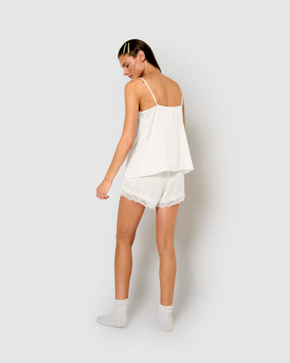 Pyjama à bretelles en satin pour femme, uni vendredi