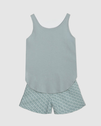 Pijama alças algodão tiara verde