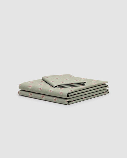 Ensemble de draps en coton vert Alessia