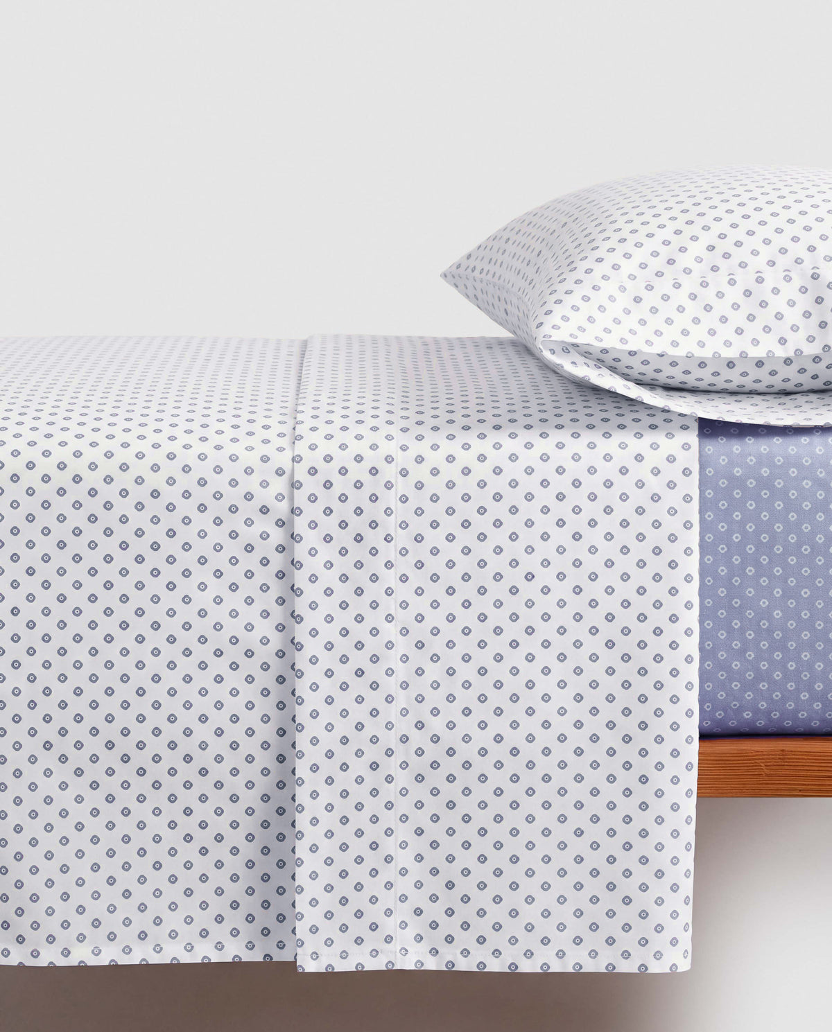 Set di lenzuola in cotone 100% verso reversibile blu indigo