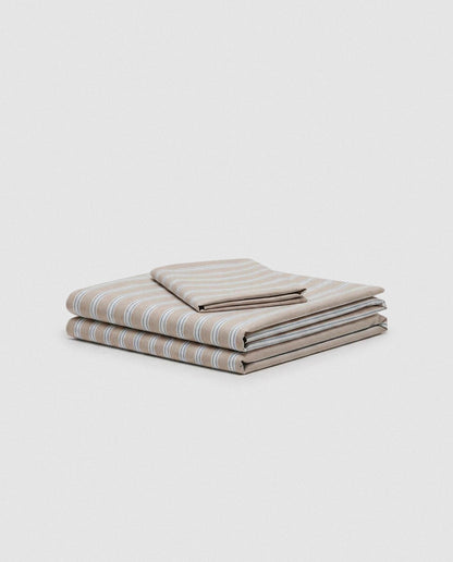 Juego de sábanas franela 100% algodón raya marsella gris claro