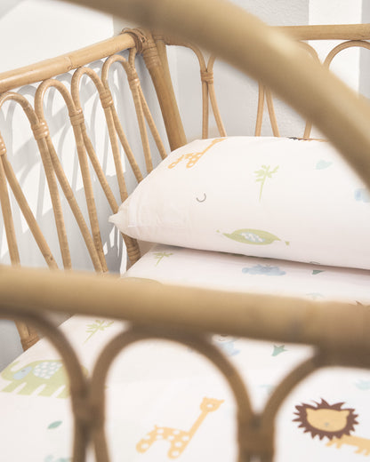 Jogo de lençóis de algodão com estampa de animais