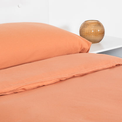 Plain flannel duvet cover, mandarin orange