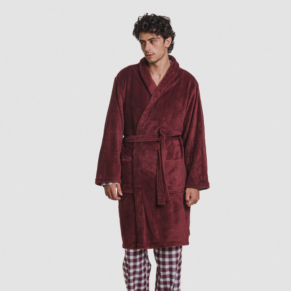 Bata coral hombre lisa