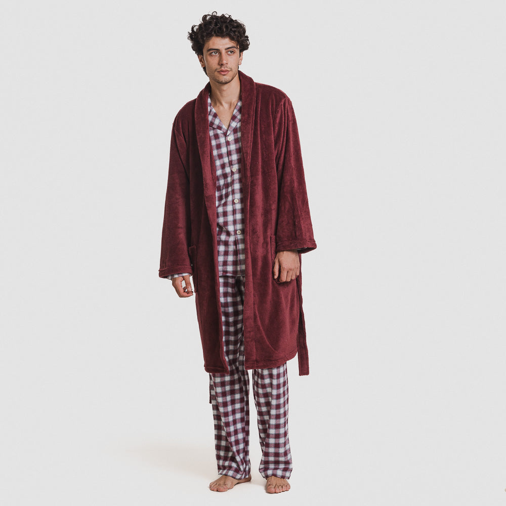 Bata coral hombre lisa