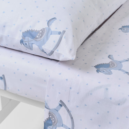 Juego de sábanas de cuna de algodón caballitos