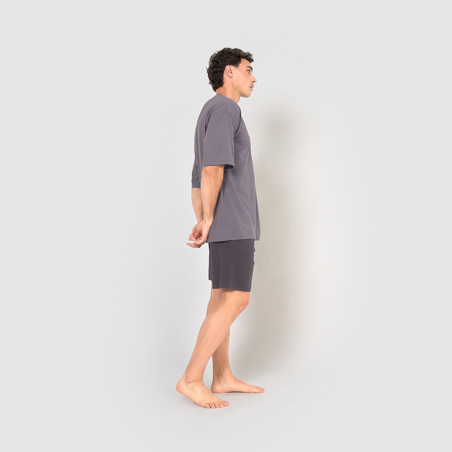 Pyjama court pour homme avec boutons indigo