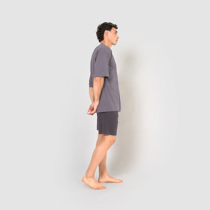 Pyjama court pour homme avec boutons indigo