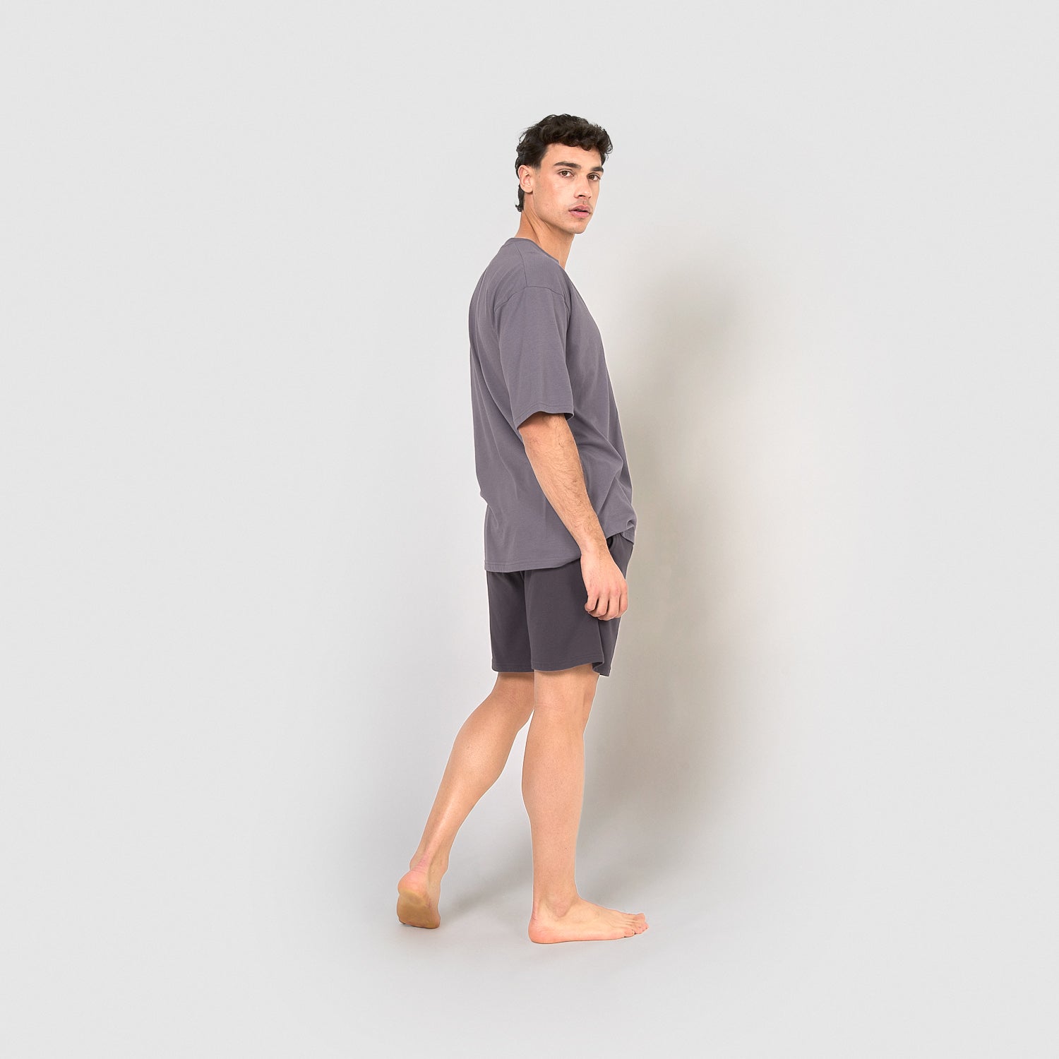 Pyjama court pour homme avec boutons indigo