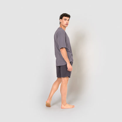 Pyjama court pour homme avec boutons indigo