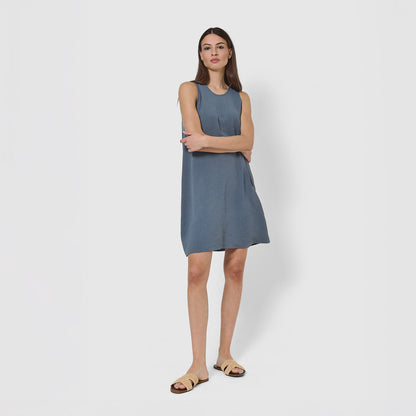 Robe courte à bretelles, mousseline de coton unie