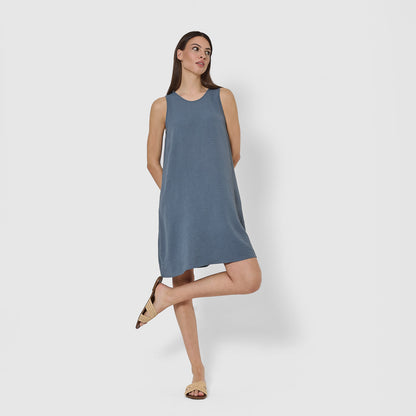 Robe courte à bretelles, mousseline de coton unie